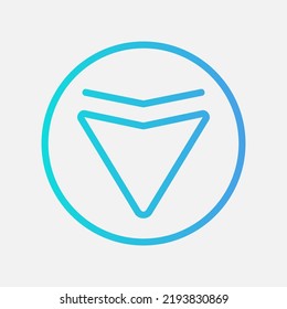 Down arrow icon in gradient style, use for website mobile app presentation