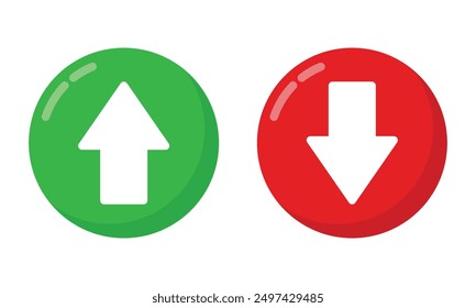 Up and down arrow icon with green and red circles. vector illustration.