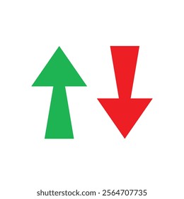 Up and down arrow icon. green up and red down arrow icon set on white background.