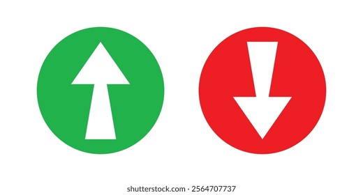 Up and down arrow icon. green up and red down arrow icon set on white background.