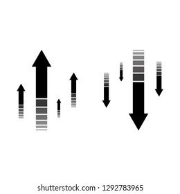 Up down arrow icon. Group of black arrow pointing up and down. Vector illustration.