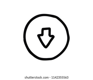 down arrow icon hand drawn design illustration,designed for web and app