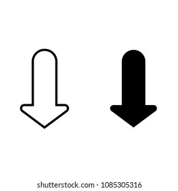 Down arrow icon, isolated on white background