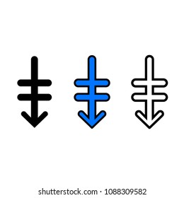 Down arrow icon, isolated on white background