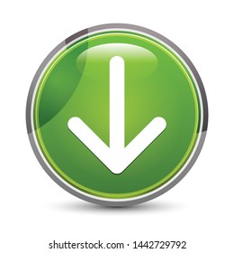 Down arrow icon isolated on elegant green round button vector illustration