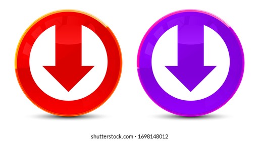 Down arrow icon isolated on glossy round buttons illustration