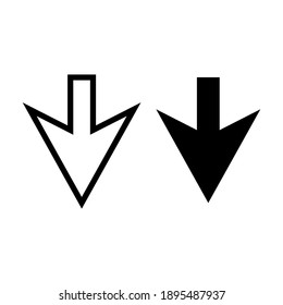 Down arrow icon. Line and glyph style for web template and app. Vector illustration design on white background. EPS 10 