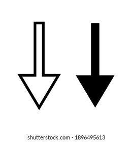 Icono de flecha abajo. Estilo de línea y glifo para plantilla y aplicación web. Diseño de ilustración vectorial en fondo blanco. EPS 10 