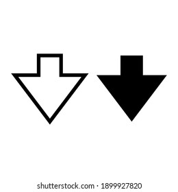 Icono de flecha abajo. Estilo de línea y glifo para plantilla y aplicación web. Diseño de ilustración vectorial en fondo blanco. EPS 10 