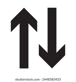 Arriba abajo icono de flecha norte sur puntero de elevación de Botón Descarga Cargar de carga Cursor de carga hacia adelante hacia atrás Negro Blanco Vector signo símbolo eps10