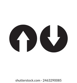 Arriba abajo icono de flecha norte sur puntero de elevación de Botón Descarga Cargar de carga Cursor de carga hacia adelante hacia atrás Negro Blanco Vector signo