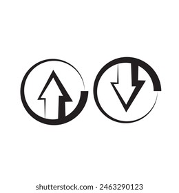 Up Down Arrow Icon North South Pointer Point Lift Elevator Button Download Upload Load Loading Cursor Forward Backward Black White Vector Sign