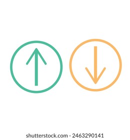 Arriba abajo icono de flecha norte sur puntero de elevación de Botón Descarga Cargar de carga Cursor de carga hacia adelante hacia atrás Negro Blanco Vector signo