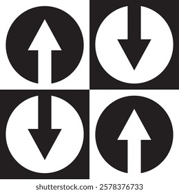 Up Down Arrow Icon North South Pointer Point Lift Elevator Button Download Upload Load Loading Cursor Forward Backward Black White Vector Sign Symbol. Eps 10.