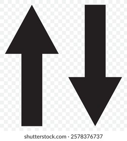 Up Down Arrow Icon North South Pointer Point Lift Elevator Button Download Upload Load Loading Cursor Forward Backward Black White Vector Sign Symbol. Eps 10.