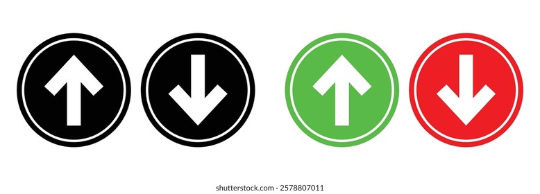 Up down arrow icon. North south pointer point. Lift elevator button. Download, upload, load, loading, cursor, forward, backward vector arrow icon sign symbol.