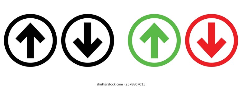 Up down arrow icon. North south pointer point. Lift elevator button. Download, upload, load, loading, cursor, forward, backward vector arrow icon sign symbol.