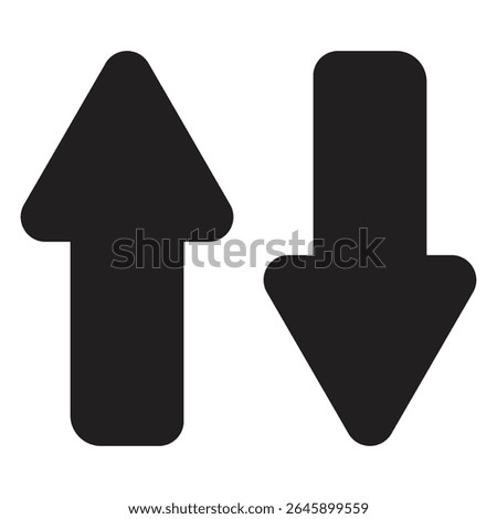 Up Down Arrow Icon North South Pointer Point Lift Elevator Button Download Upload Load Loading Cursor Forward Backward Black White Vector Sign Symbol ,black icon design .