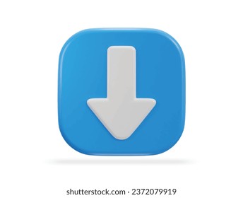 down Arrow icon on 3d rendering vector illustration
