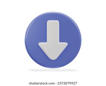 down Arrow icon on 3d rendering vector illustration