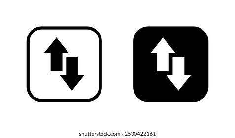 Up down arrow icon on black square