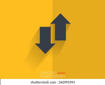 Up And Down Arrow Icon On Yellow Background