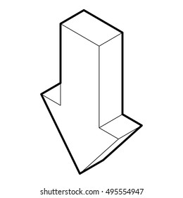 Down arrow icon in outline style on a white background vector illustration
