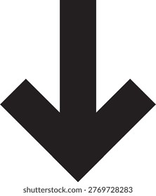 Down arrow icon representing download, direction, decrease, and navigation. Simple and modern design ideal for UI, apps, websites, data flow, and infographic elements. High-quality vector illustration isolated on background.