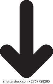 Down arrow icon representing download, direction, decrease, and navigation. Simple and modern design ideal for UI, apps, websites, data flow, and infographic elements. High-quality vector illustration isolated on background.