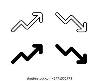 Icono de flecha arriba y abajo. Símbolo de la señal que sube y baja. Aumentar y disminuir el concepto