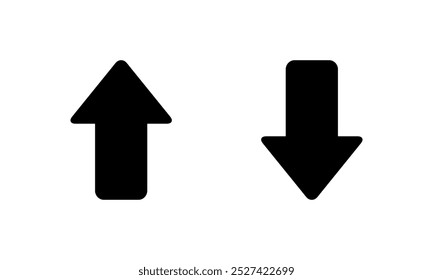 Up and down arrow icon in rounded corner. Upward and downward sign symbol