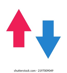 Up and down arrow icon set. Business sales and profits. Investment assets high. Vectors.