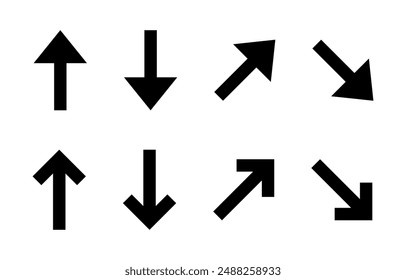 Up and down arrow icon set in generic style. Upward and downward sign symbol