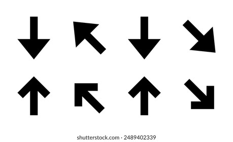 Up and down arrow icon set in generic style. Upward and downward concept