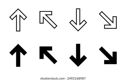 Up and down arrow icon set in generic design. Upward and downward sign symbol