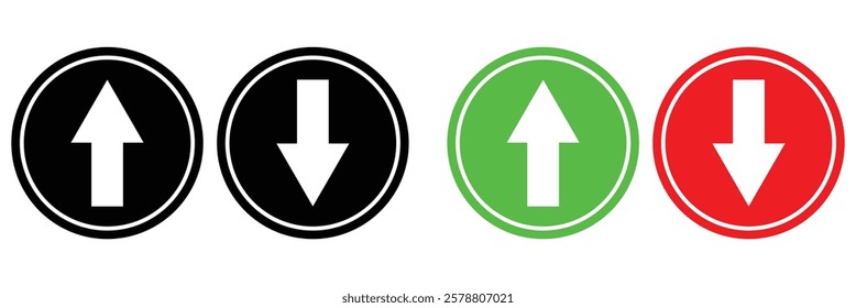 Up and down arrow icon set isolated on white background.