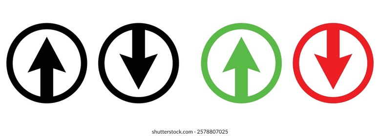 Up and down arrow icon set isolated on white background.