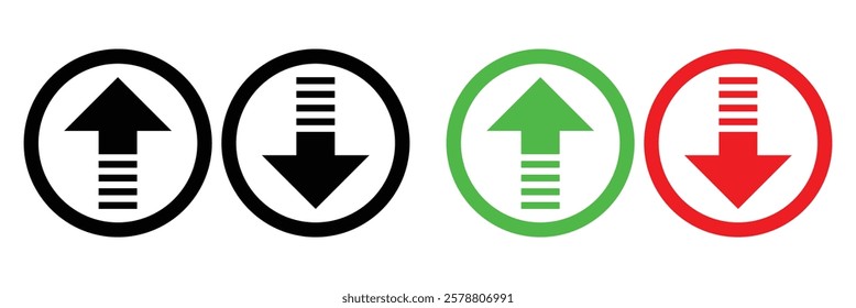 Up and Down Arrow Icon Set for Navigation and UI Design.