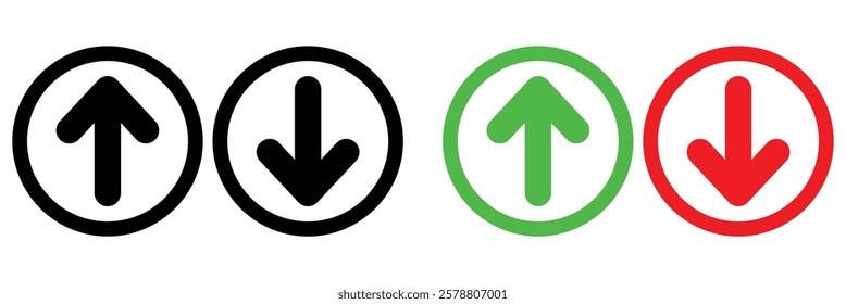 Up and Down Arrow Icon Set for Navigation and UI Design.