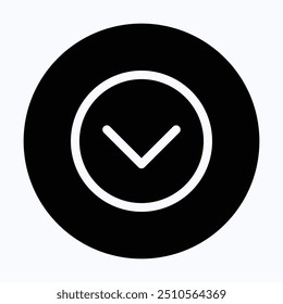 Symbol für den Abwärtspfeil. Nach-unten-Symbol, Vektor. Down Chevron, Benutzeroberfläche, Benutzerfreundlichkeit, 