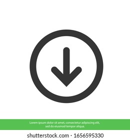 Icono de flecha abajo en estilo plano moderno aislado en segundo plano. símbolo de página de icono de flecha para el logotipo de la flecha de diseño del sitio Web, aplicación, UI. icono de flecha Ilustración vectorial, EPS10.