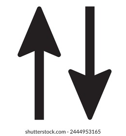 Up and down arrow icon. Two arrows with different direction can be used for input output process, forward sign, vertical swap. Glyph, solid vector illustration. design on white background. EPS 10