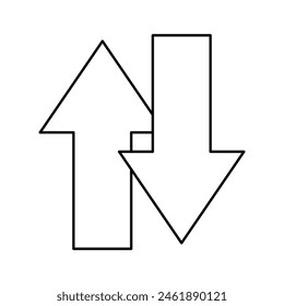 Up and down arrow icon. Two arrows with different direction can be used for input output process, forward sign, vertical swap. Vector illustration. Eps file 86.