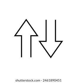 Up and down arrow icon. Two arrows with different direction can be used for input output process, forward sign, vertical swap. Vector illustration. Eps file 71.