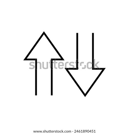 Up and down arrow icon. Two arrows with different direction can be used for input output process, forward sign, vertical swap. Vector illustration. Eps file 71.