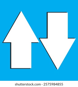 Up and down arrow icon. up, upload, upward. down, download, downward, arrow, icon, proceed straight, symbol for direction, pointer.