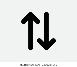 Icono de flecha arriba y abajo. Cargar la descarga del sistema de navegación de la dirección de conexión del servidor de red. Símbolo blanco negro material gráfico de la ilustración Vector EPS de la pieza gráfica