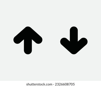 Up Down Arrow Icon. Upload Download Connection Server Connect North South Point Direction. Black White Graphic Clipart Artwork Symbol Sign Vector EPS