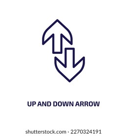 up and down arrow icon from user interface collection. Thin linear up and down arrow, arrow, down outline icon isolated on white background. Line vector up and down arrow sign, symbol for web and 