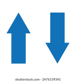 Up and down arrow icon vector. blue arrow icon button on white background for transfer, upload and download applications service data. Vector illustration. Eps file 168.